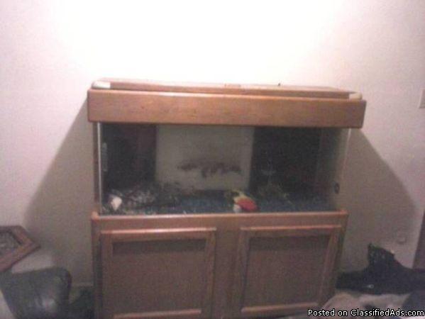 |||=> 50 GAL TANK IN WOOD STAND W/ CABINETS <=||| - Price: $500 OBO